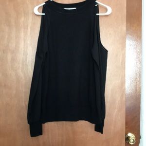 Sweater with sheer sleeves